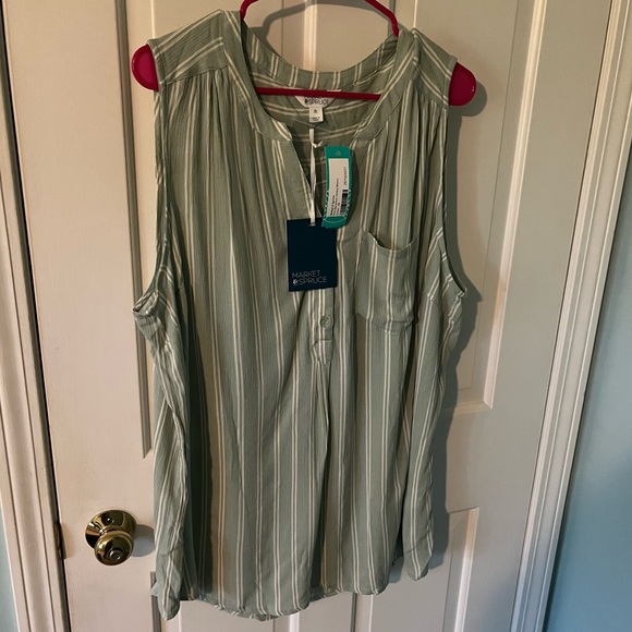 Stitch Fix, Market & Spruce Prat Sleeveless Henley Green Blouse 2X NWT - Picture 1 of 7